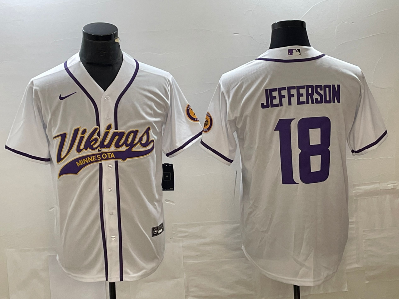 Men's Minnesota Vikings Justin Jefferson #18 White Jersey Joint Edition